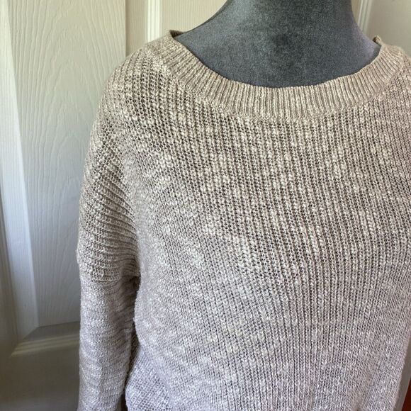 Express Sweater Women’s Size S/P Knit Grey Lace On Sides Round Collar 3/4 Sleeve - Picture 2 of 14